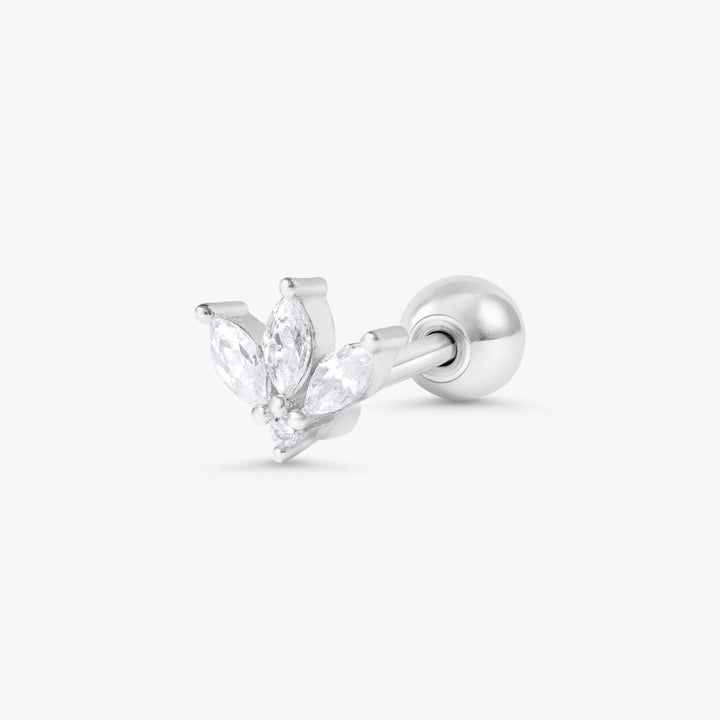 Crystal 3A CZ  Triple Marquises Flat Back Piercing Earring