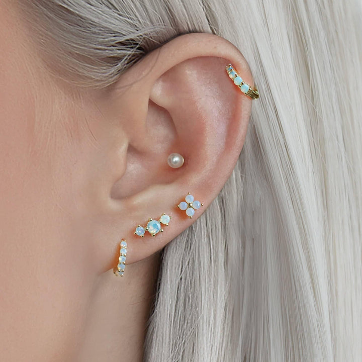 Trinity Pink Moonstone Flat Back Piercing Earring