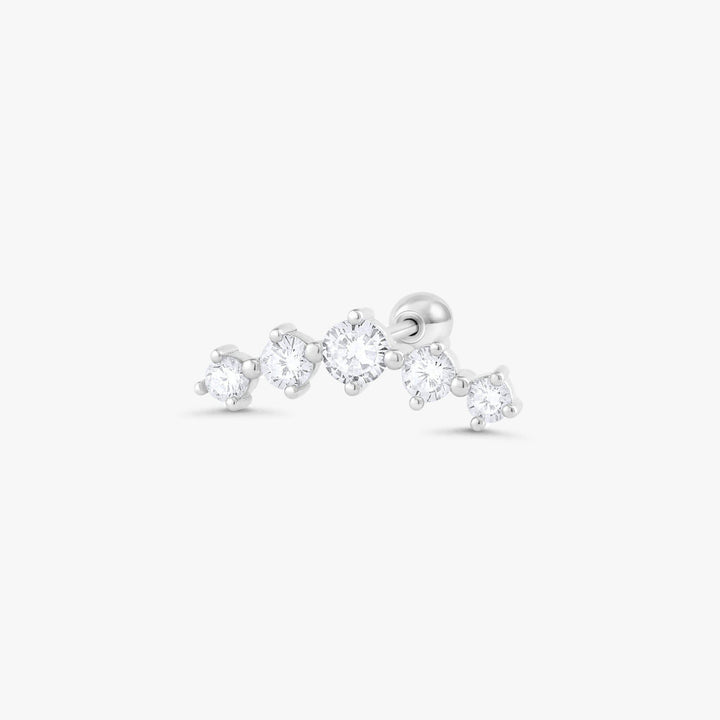 Curved Crystal 3A CZ  Flat Back Piercing Earring