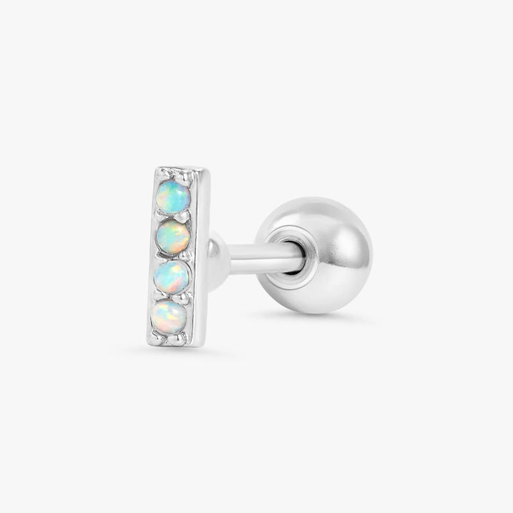 White Opal Bar Flat Back Piercing Earring