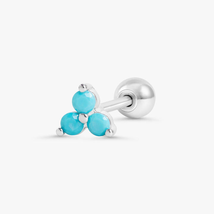 Turquoise Three Leaf Clover Flat Back Piercing Earring