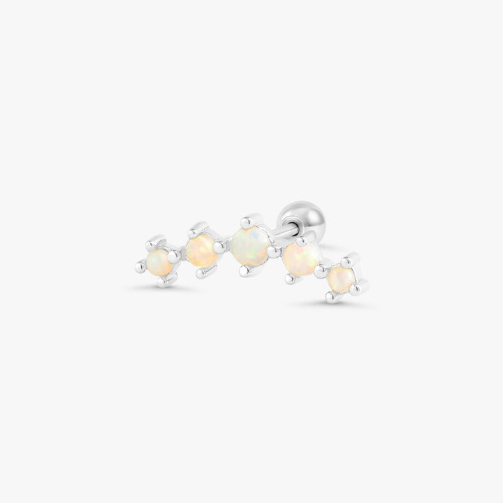 Curved White Opal Flat Back Piercing Earring