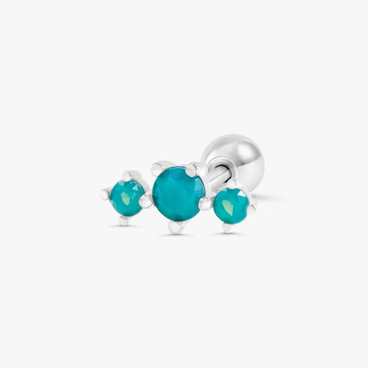 Trinity Jade Green Moonstone Flat Back Piercing Earring