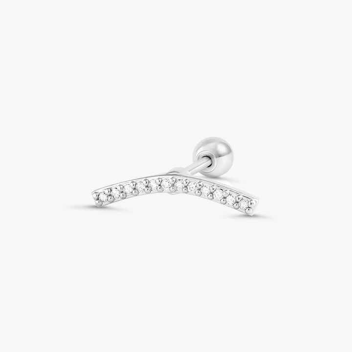 Gebogener Kristall 3A CZ Flache Rückseite Piercing Ohrring