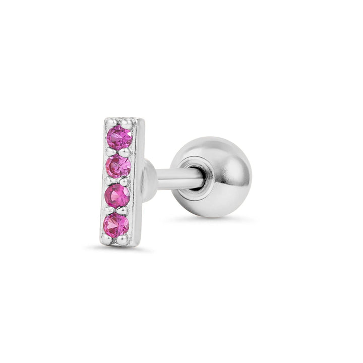 Ruby Red 3A CZ  Bar Flat Back Piercing Earring