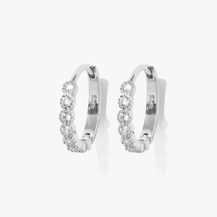 Brilliant Crystal 3A CZ Pave Hoop Earrings-EricaJewels