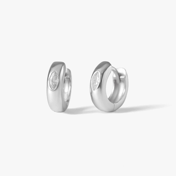 Small Marquise Crystal 3A CZ Gold Hoop Earrings-EricaJewels