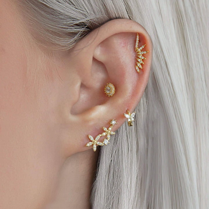Crystal 3A CZ Insect Butterfly Small Hoop Earrings-EricaJewels
