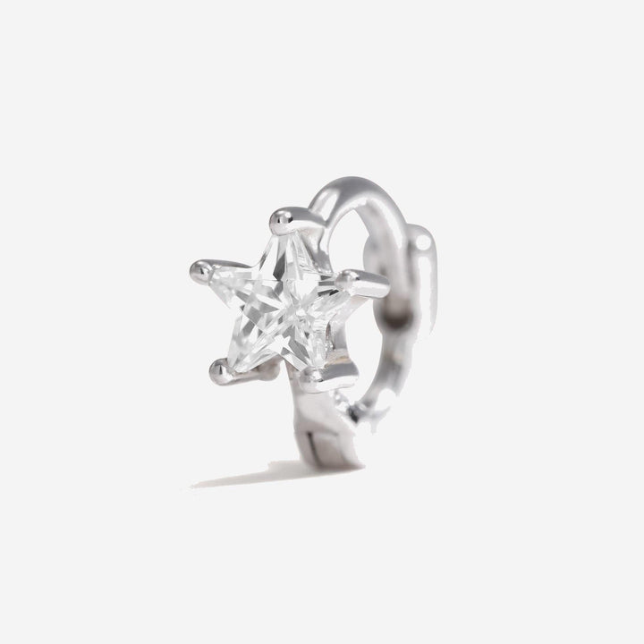 Gold Crystal 3A CZ Star Small Hoop Earrings-EricaJewels