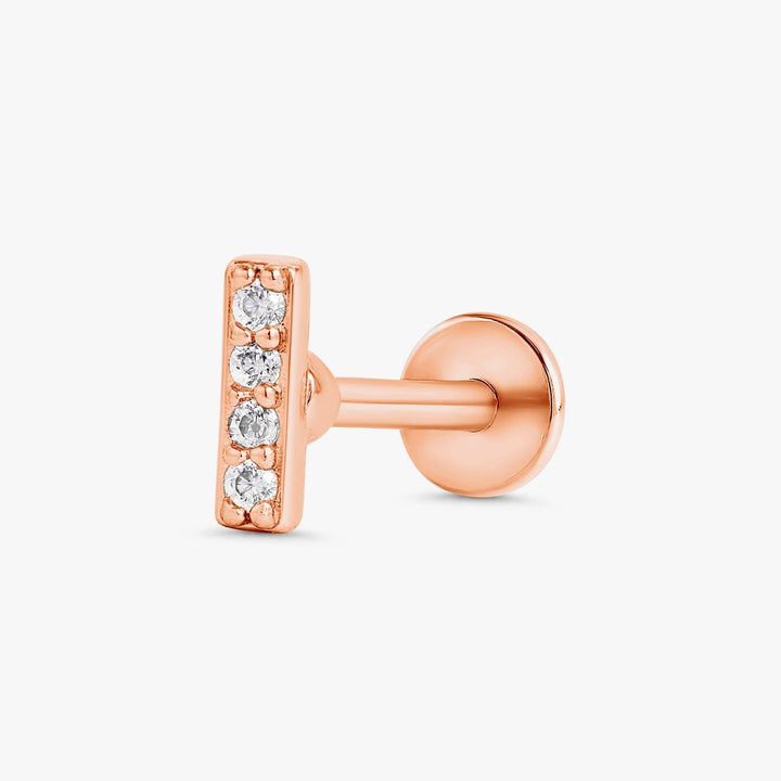 Crystal 3A CZ  Bar Flat Back Piercing Earring