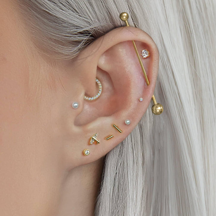 Rose Gold Tiny Airplane Flat Back Piercing Earring