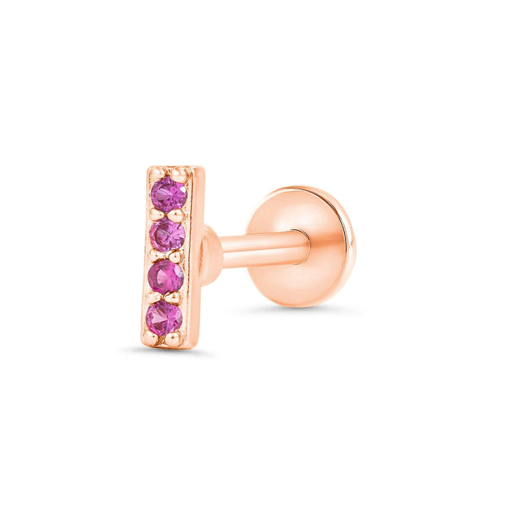 Ruby Red 3A CZ  Bar Flat Back Piercing Earring