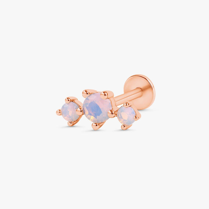 Trinity Pink Moonstone Flat Back Piercing Earring