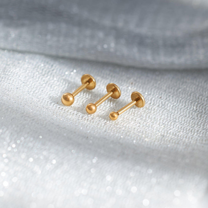 Multiple Sizes Plain Bead Push Pin Piercing Earring