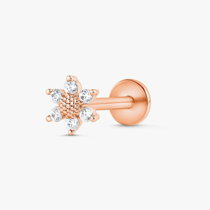Crystal 3A CZ  Sunflower Flat Back Piercing Earring