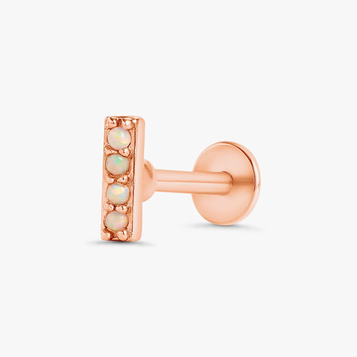 White Opal Bar Flat Back Piercing Earring