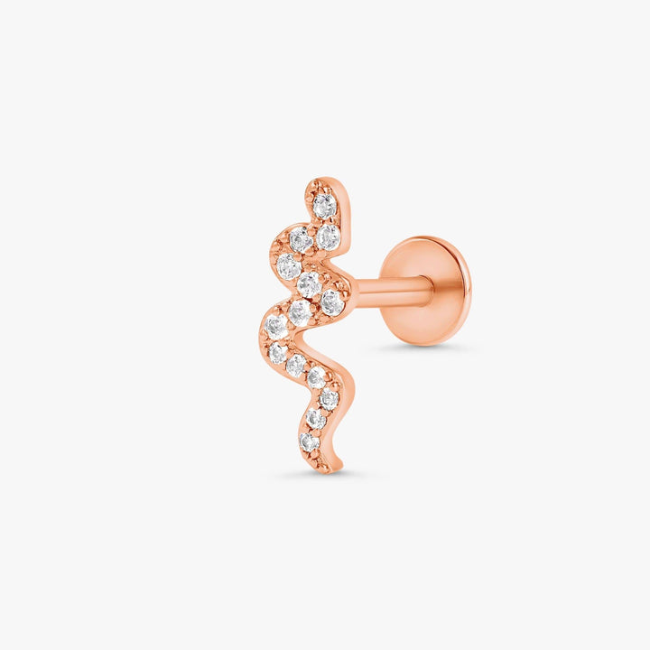 Crystal 3A CZ  Snake Flat Back Piercing Earring
