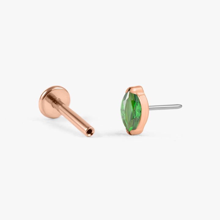 Winziger Marquise Smaragdgrün 3A CZ Push Pin Piercing Ohrring