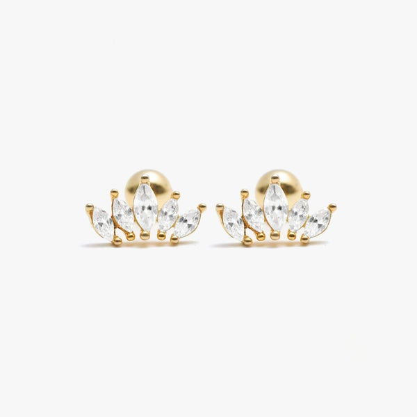 Kings Crown Crystal 3A CZ Screw Back Earrings