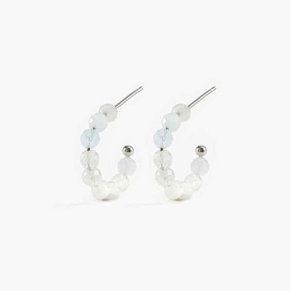 Labradorite Beaded Half Hoop Stud Earrings