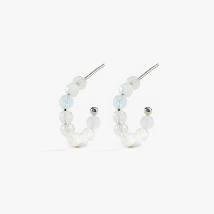 Labradorite Beaded Half Hoop Stud Earrings