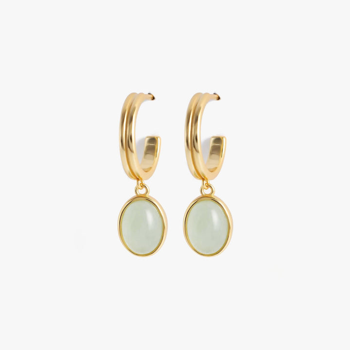 Luxurious Dangle Jade Hoop Stud Earrings