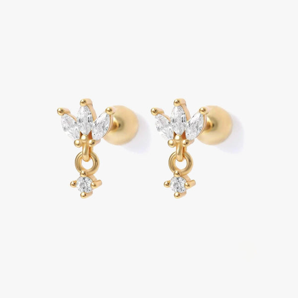 Marquise Shape Crystal 3A CZ Screw Back Earrings