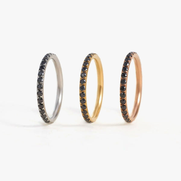 Multiple Sizes Black 3A CZ Cartilage Hoop 16g