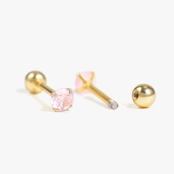 Multiple Sizes Pink 3A CZ Birthstone Screw Back Earrings
