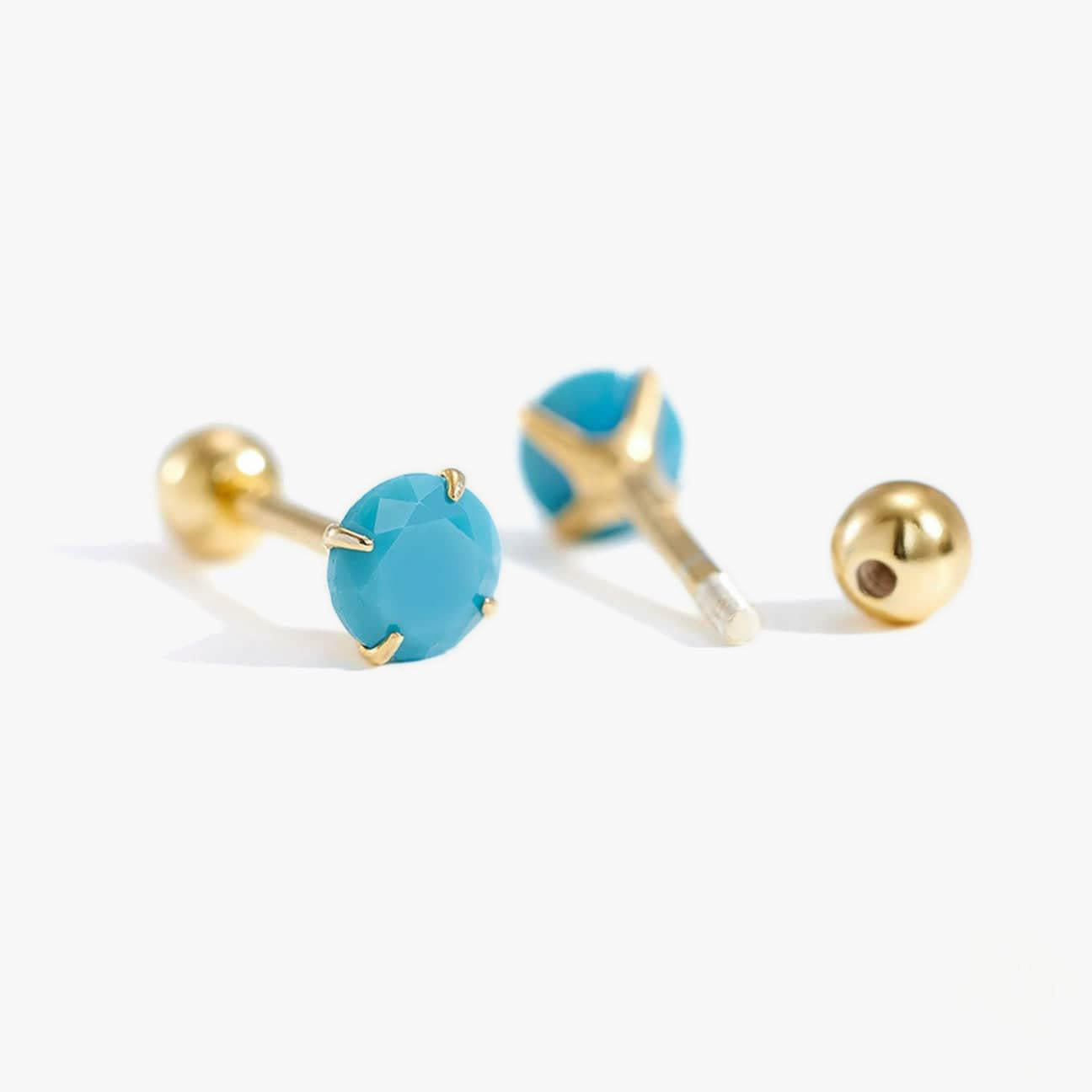 Multiple Sizes Turquoise Screw Back Earrings