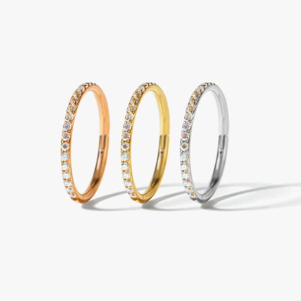 Multiple Sizes White AB 3A CZ Cartilage Hoop 16g