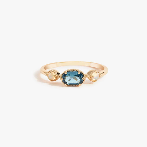 Natural Blue Topaz Wedding Ring