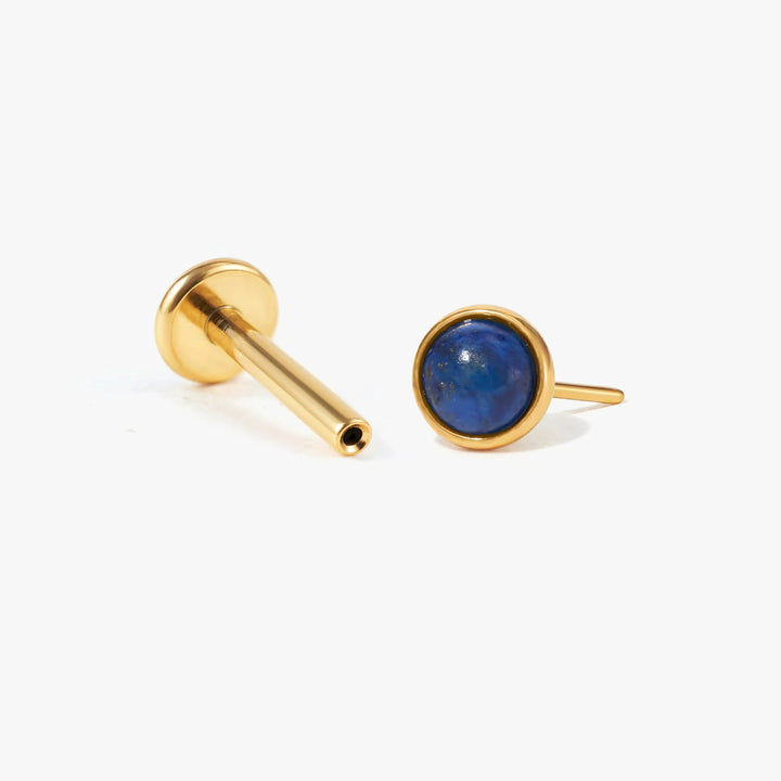 Natural Lapis Lazuli Bezeled Push Pin Stud