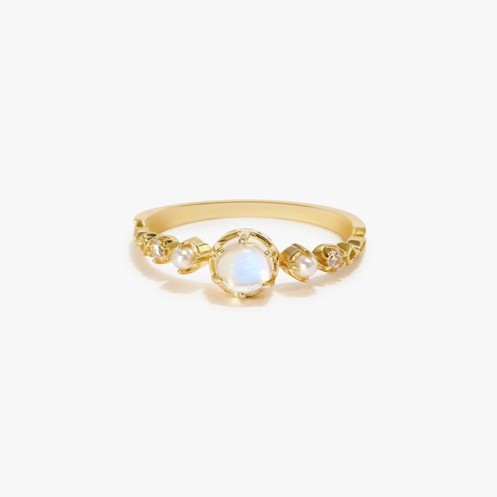 Natural White Moonstone Wedding Ring