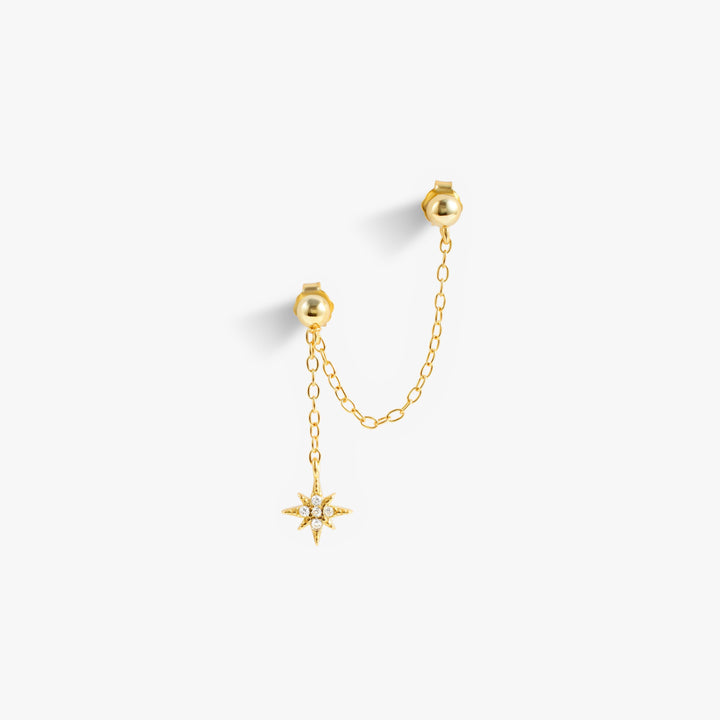 North Star Stud Chain Earrings