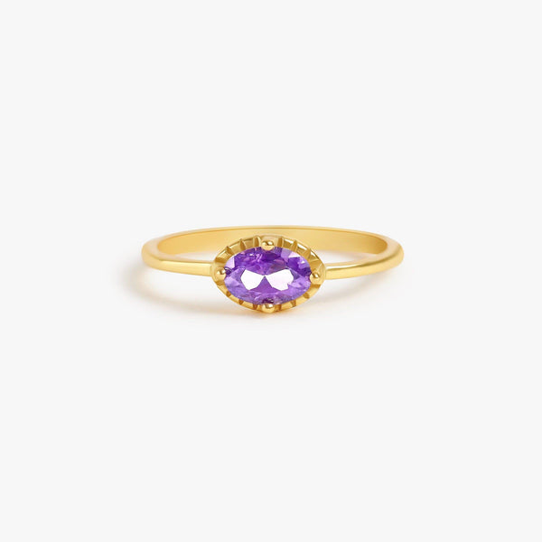 Oval Amethyst Purple 3A CZ Sterling Silver Ring