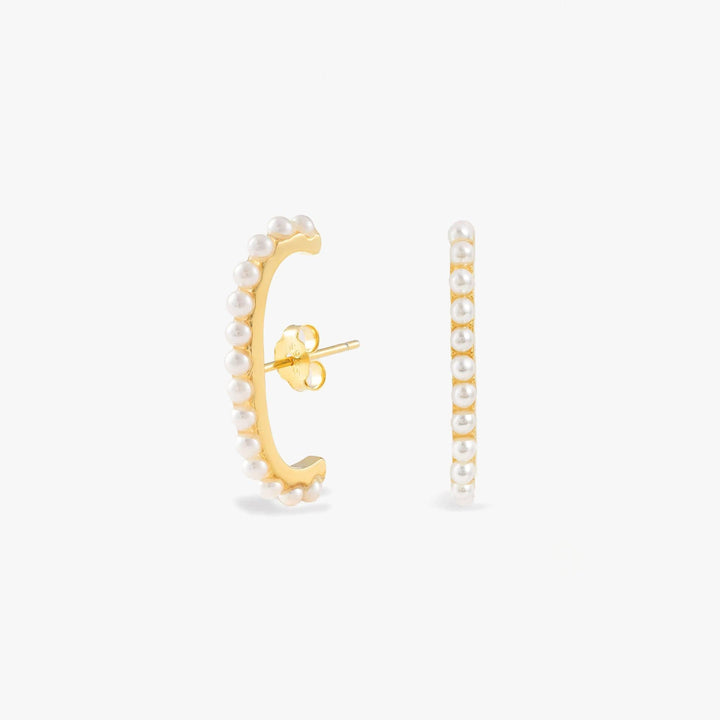 Pave Pearl Lobe Cuff Earrings