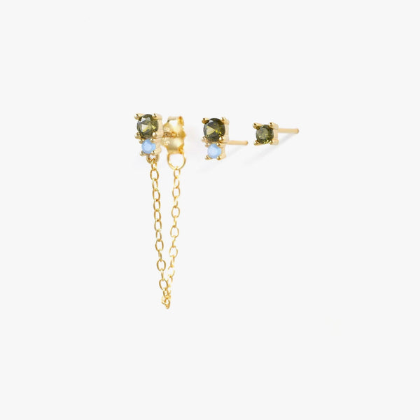 Peridot Green 3A CZ Chain & Stud Set