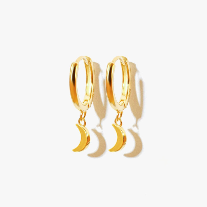 Plain Celestial Moon Dangle Hoop Earrings