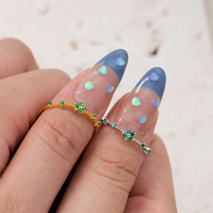Emerald Green Ring Gold | Dainty Emerald Ring