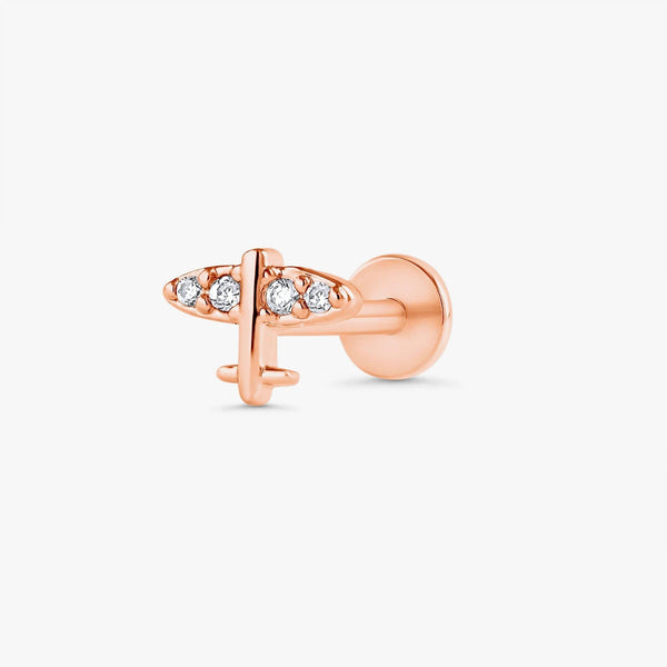 Color_Rose Gold,Bar Type & Materials_Labret (Titanium); Airplane Earrings - EricaJewels