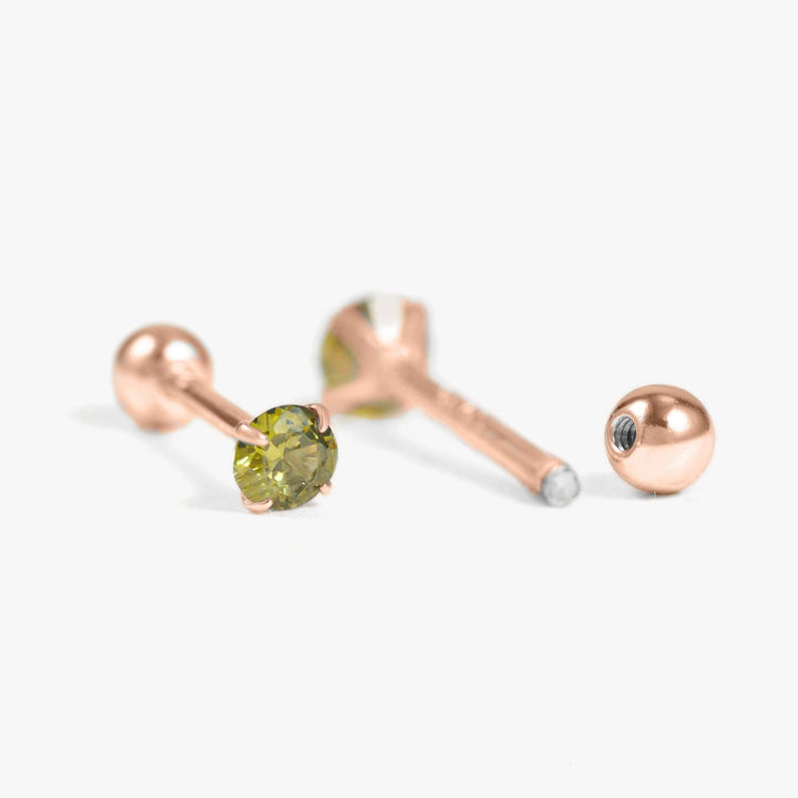 Minimal Rose Gold Birthstone Screw Back Earrings