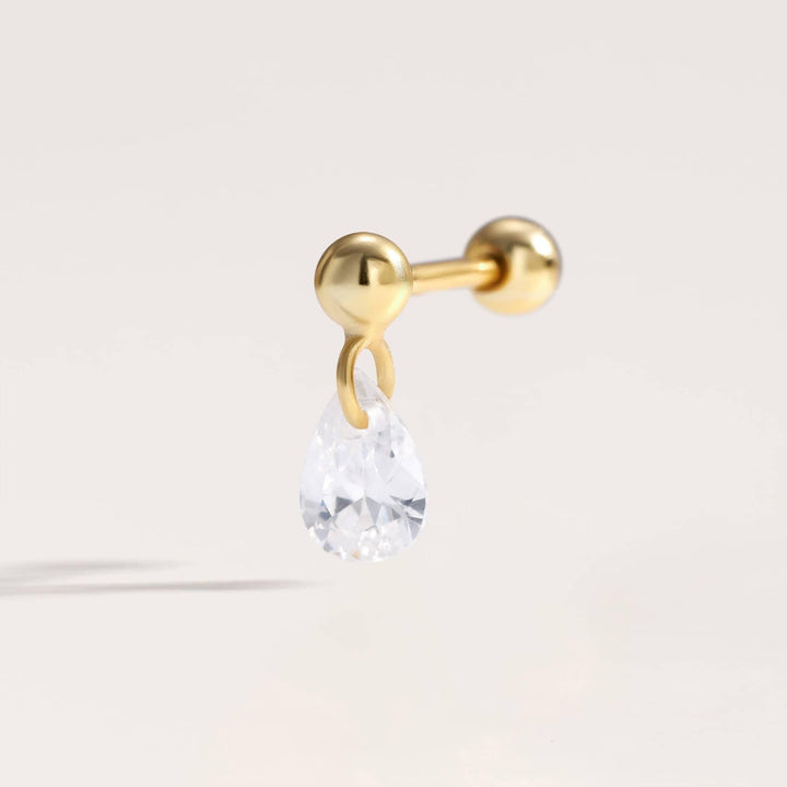Teardrop Crystal 3A CZ Dangle Screw Back Earrings