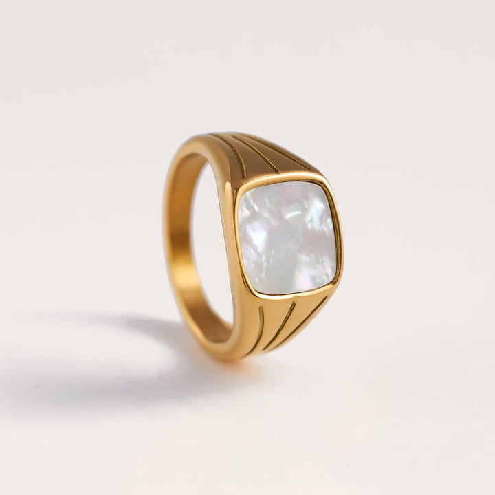 Stainless Steel Plain Chunky Square Gold Ring