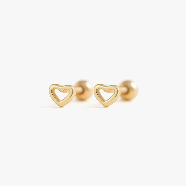 Simple Heart Screw Back Earrings