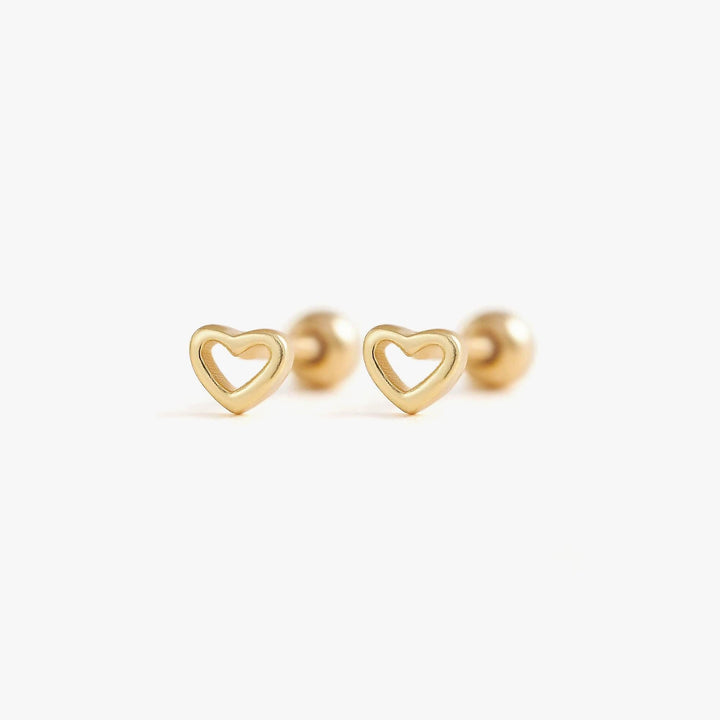 Simple Heart Screw Back Earrings