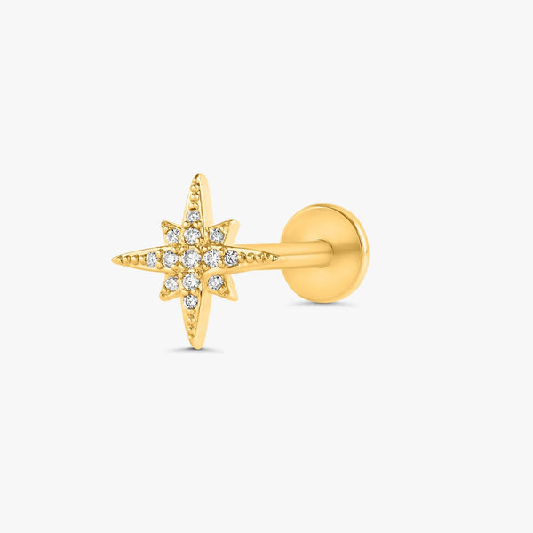 Color_Gold,Bar Type & Materials_Labret (Titanium); North Star Earrings | Sparkling Earrings - EricaJewels