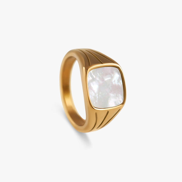 Stainless Steel Plain Chunky Square Gold Ring