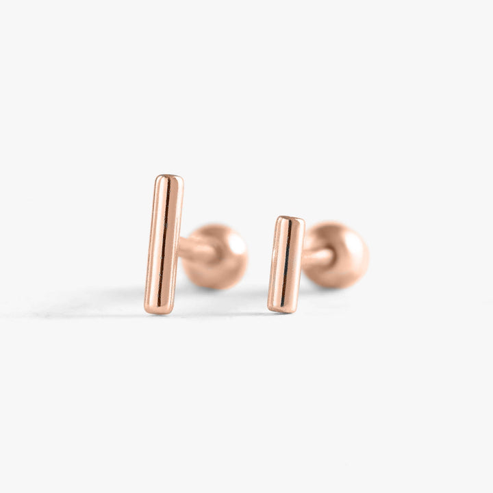 18G Simple Bar Plain Screw Back Earrings-EricaJewels