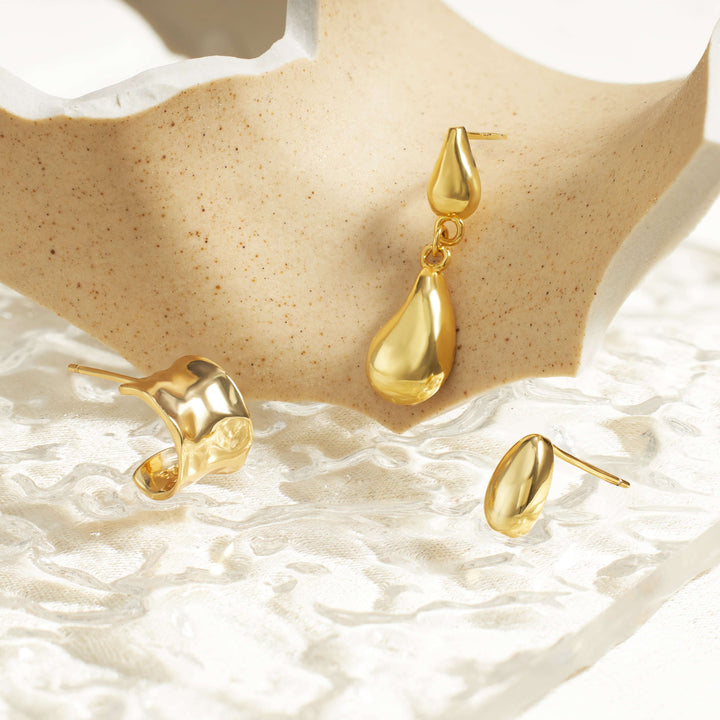 C-shaped Plain Wide-Faced Irregular Stud Earrings